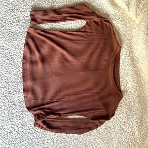 Aeropostale Long Sleeve Waffle Tee - Brown, Size Medium